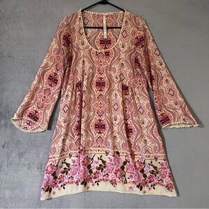 Uncle Frank Mod Paisley Floral Dress Womens Sz Small Pocket Scoop Neck